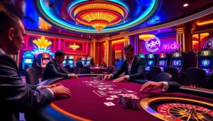 Experience the thrill of a SODO-themed casino as players engage in strategic poker.