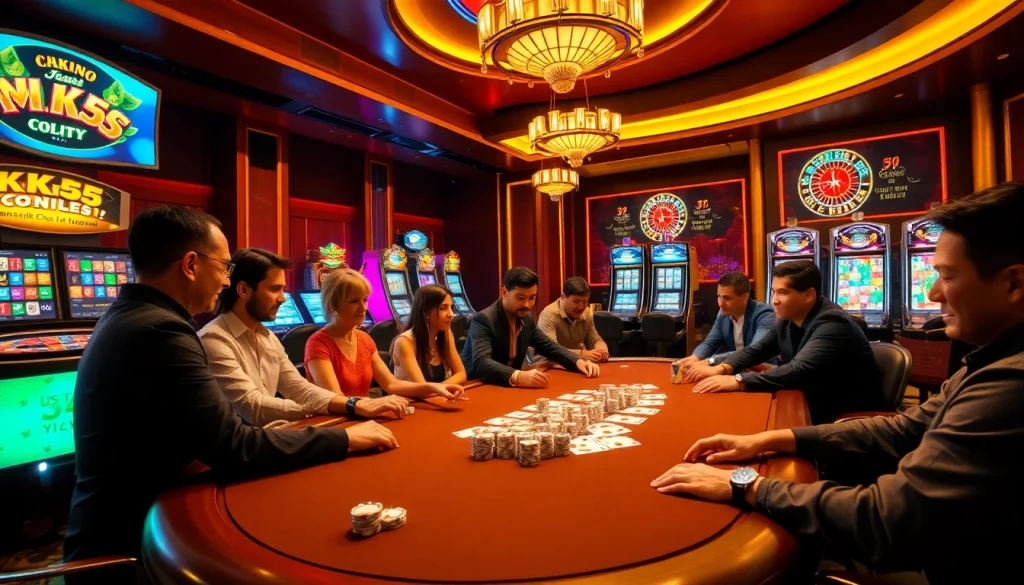 Experience thrilling poker action at KK55 casino with vibrant tables and exciting gameplay.