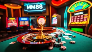 Experience thrilling gameplay at MM88 COM with a vibrant casino table setup.