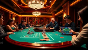 Experience the excitement of luckywin at a luxurious casino table with engaged players.