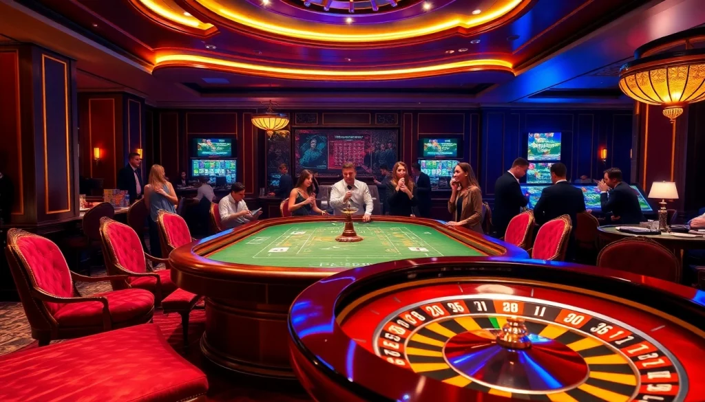 Experience the thrill of i9bet with vibrant casino gaming featuring poker chips and a roulette wheel.
