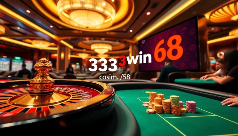 Players enjoying a vibrant casino experience at 33win com 68, featuring roulette and poker.