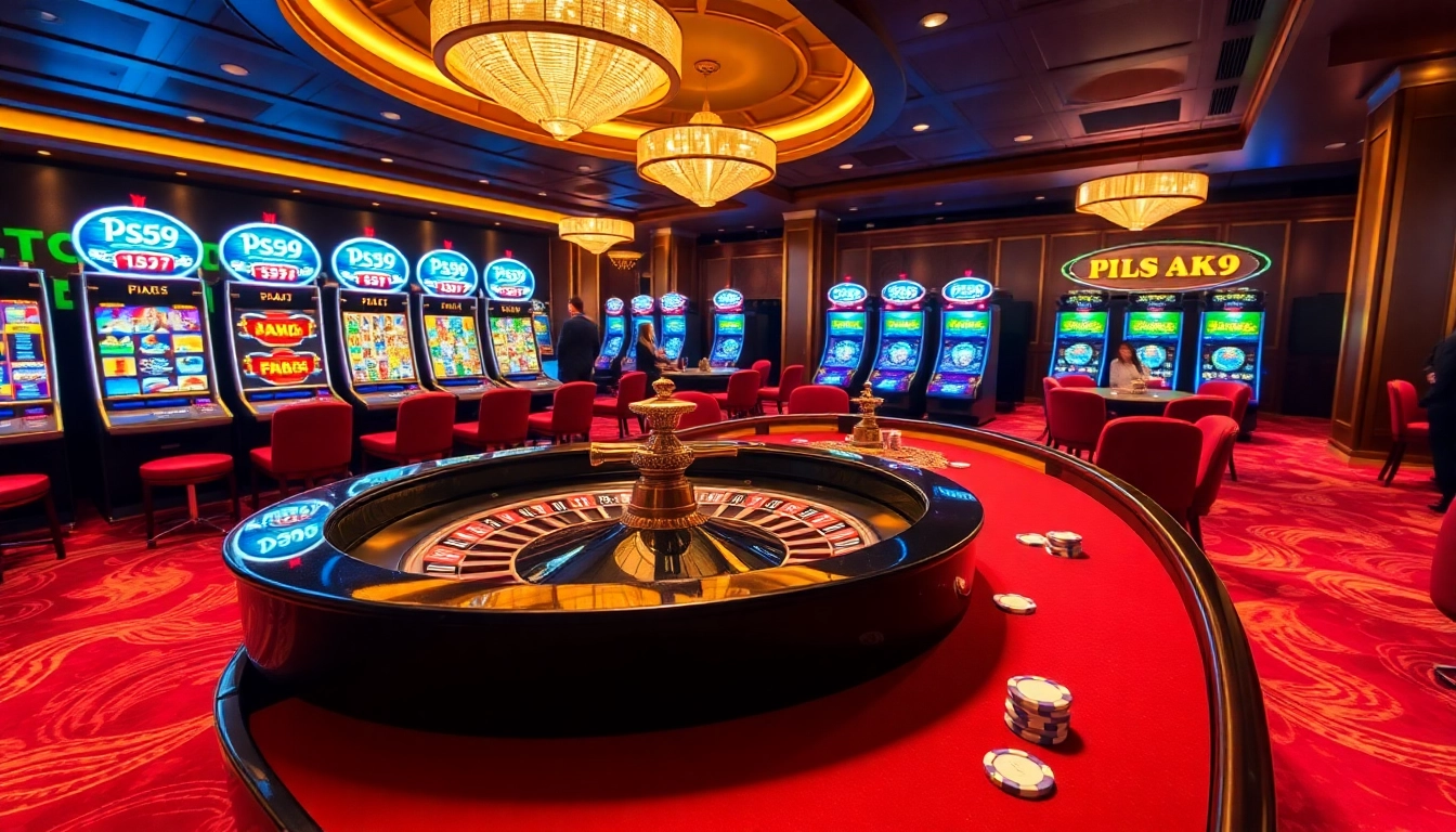 Players enjoying high-stakes betting at a PS99-themed casino roulette table with vibrant atmosphere.