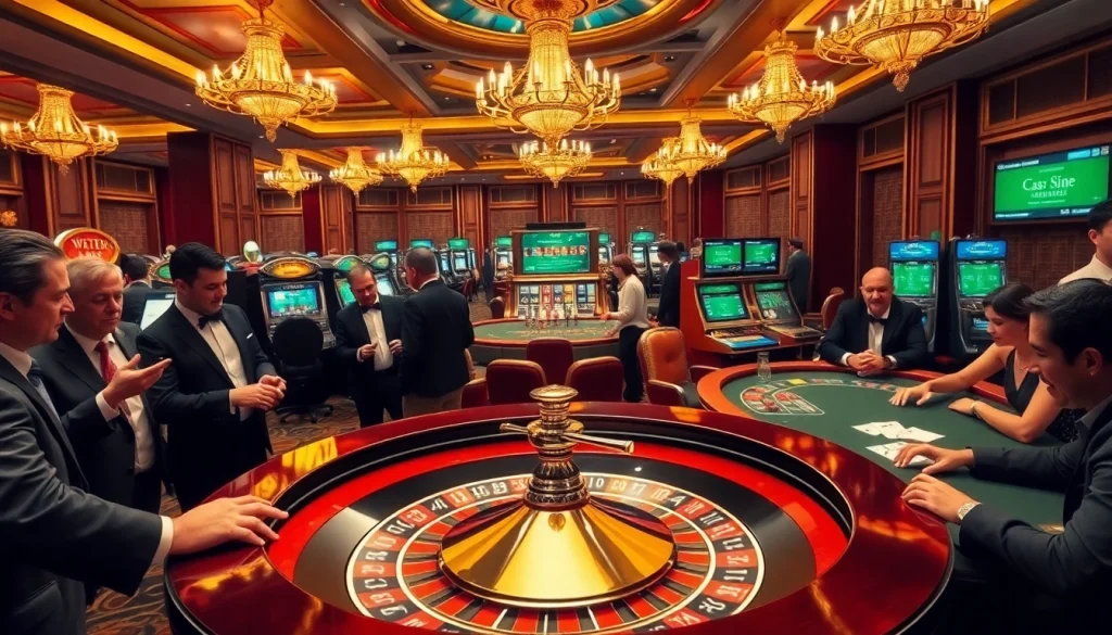 Experience the thrill of iwin gaming with a vibrant casino scene featuring roulette tables and poker chips.
