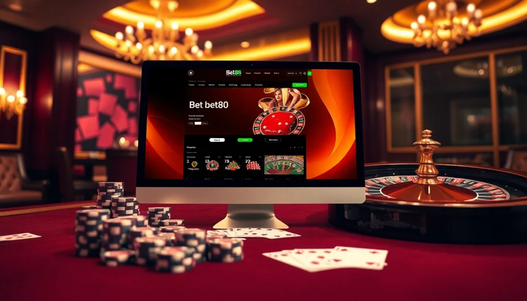 Bet88 đăng nhập interface displayed on a luxurious casino table with poker chips and cards.