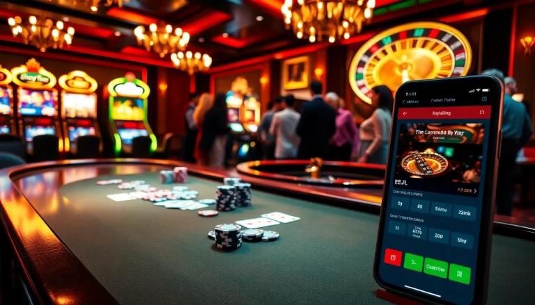 Play the EEJL casino games at an elegant poker table filled with vibrant chips and cards.