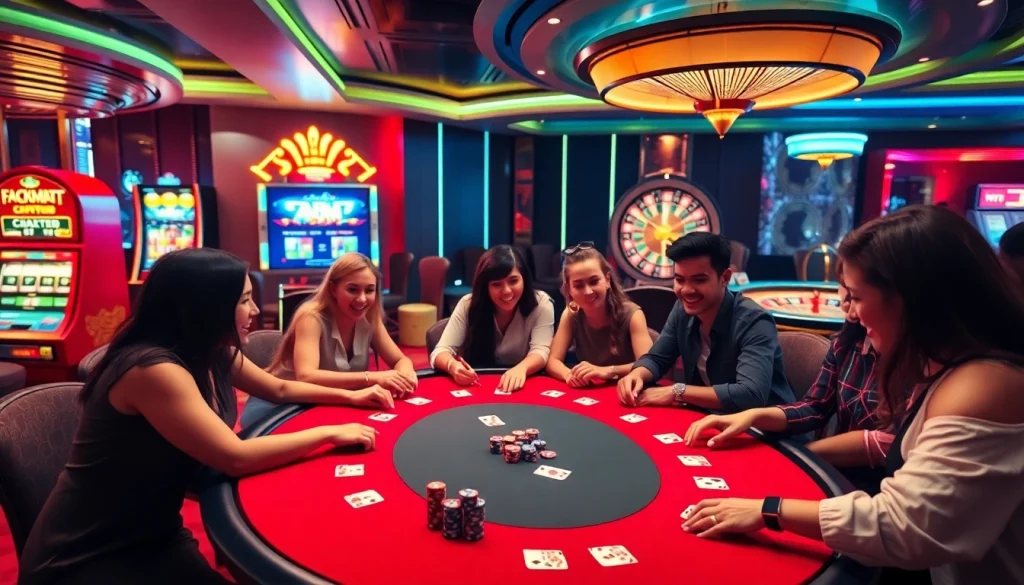 Engaged players enjoying a poker game at 789club's luxurious casino table.