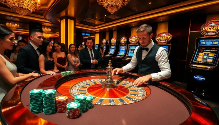 Experience the thrill at topclub with players enjoying a lavish casino atmosphere filled with excitement.