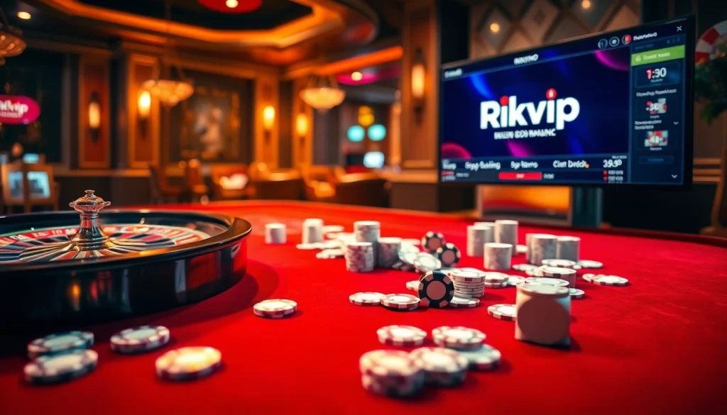 Experience the excitement of rikvip with vibrant casino gaming elements in a luxurious setting.