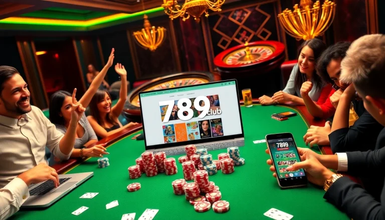 Engaging casino scene showcasing 789club poker action and online gaming experience.