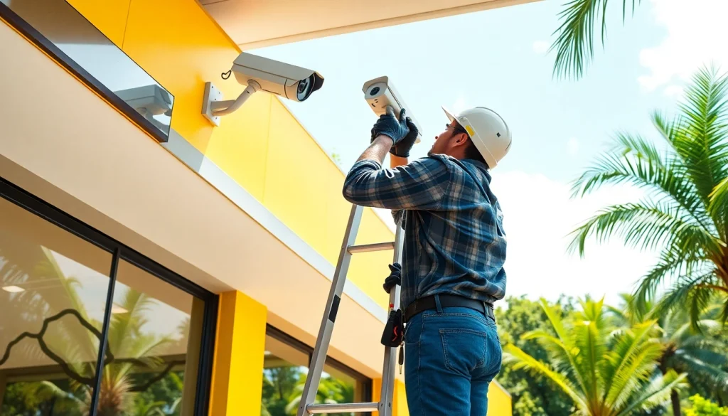 Instalación de soporte técnico en cámaras de seguridad con un técnico y tecnología moderna en Costa Rica.