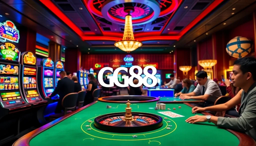 Experience the excitement of gambling at GG88 with vibrant slot machines and lively poker games.