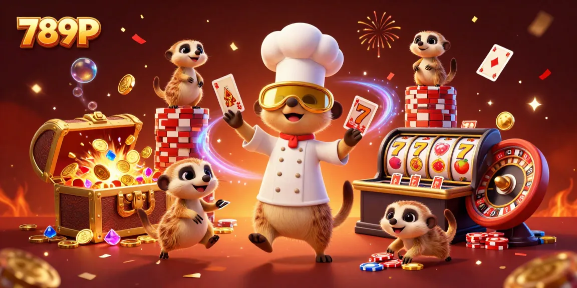 Experience the excitement of 789P as meerkats manage a vibrant casino scene filled with games and treasures.