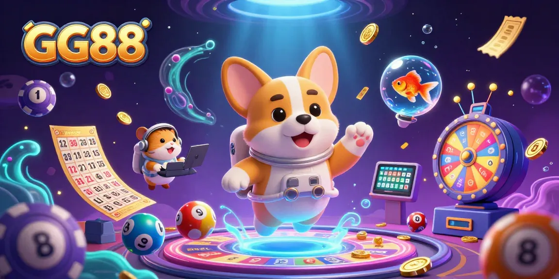 Experience the excitement of GG88 with a dynamic space casino filled with floating treasures and engaging characters.