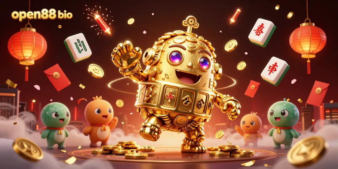 Play and win at open88 bio with this vibrant casino illustration featuring lively gaming elements.