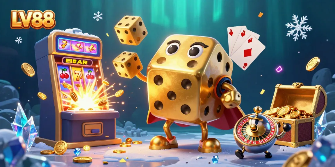 Experience thrilling wins with LV88's immersive casino adventure in a vibrant 3D illustration.