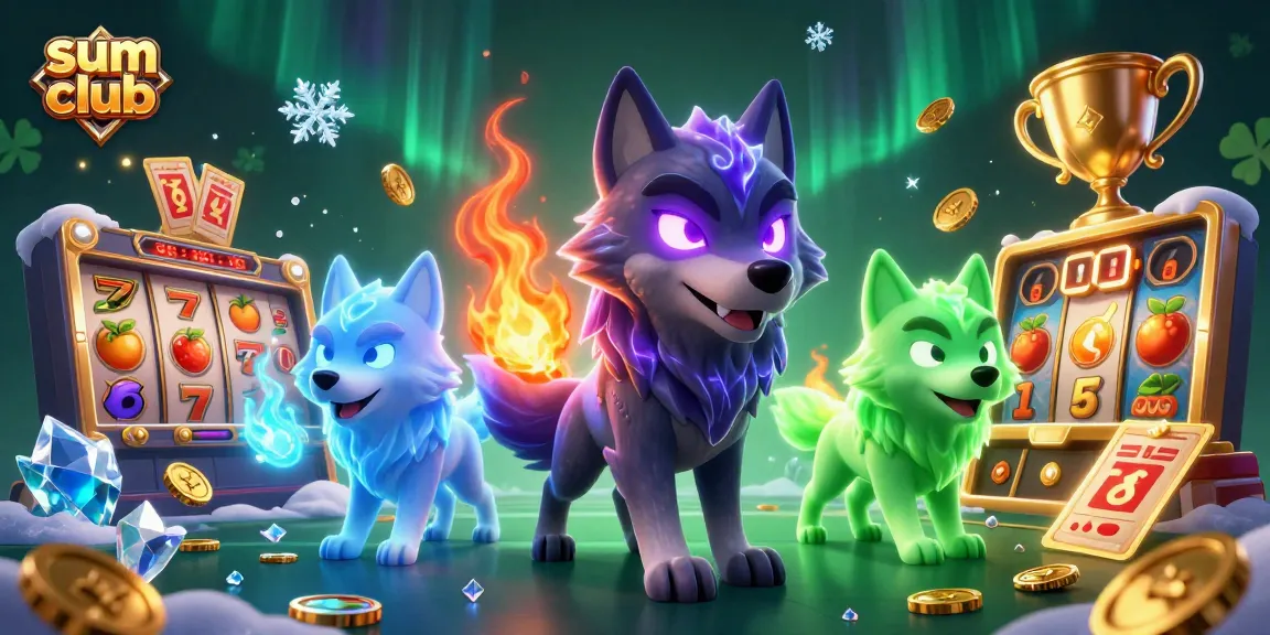 Experience thrilling slots at sum club with a mystical wolf pack leading the action, showcasing jackpot excitement.