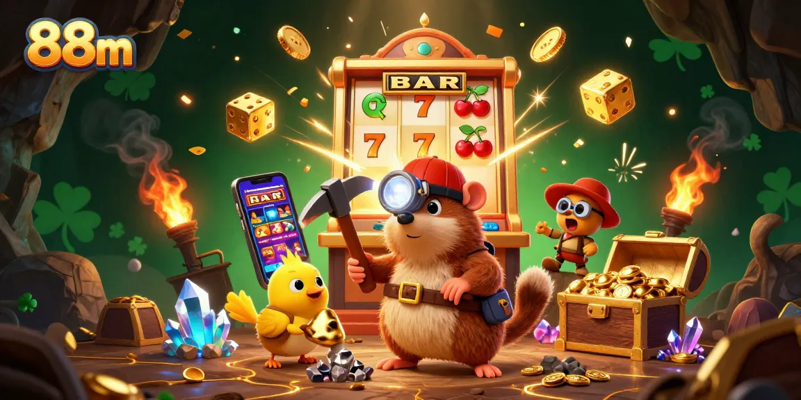 Experience the excitement of 88m slot games with treasure hunter mole and vibrant casino elements.