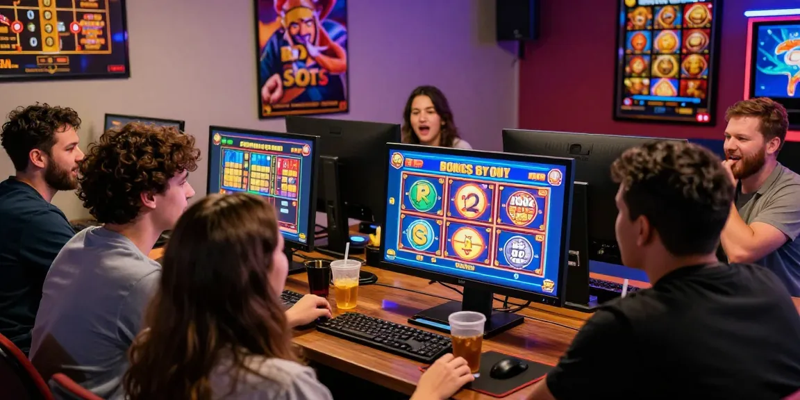 Players enjoying crownnorthhill bonus buy slots in an engaging online casino setting, showcasing excitement and vibrant game graphics.