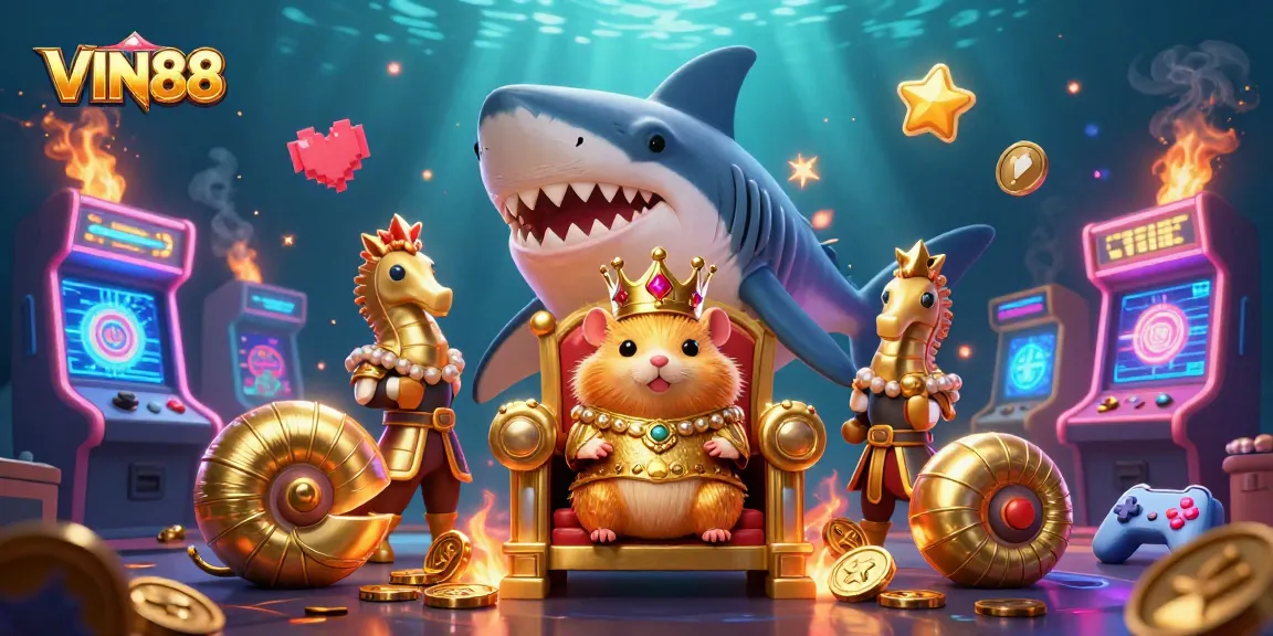 Experience thrilling gameplay with VIN88 as the fierce hamster king rules the underwater casino realm.