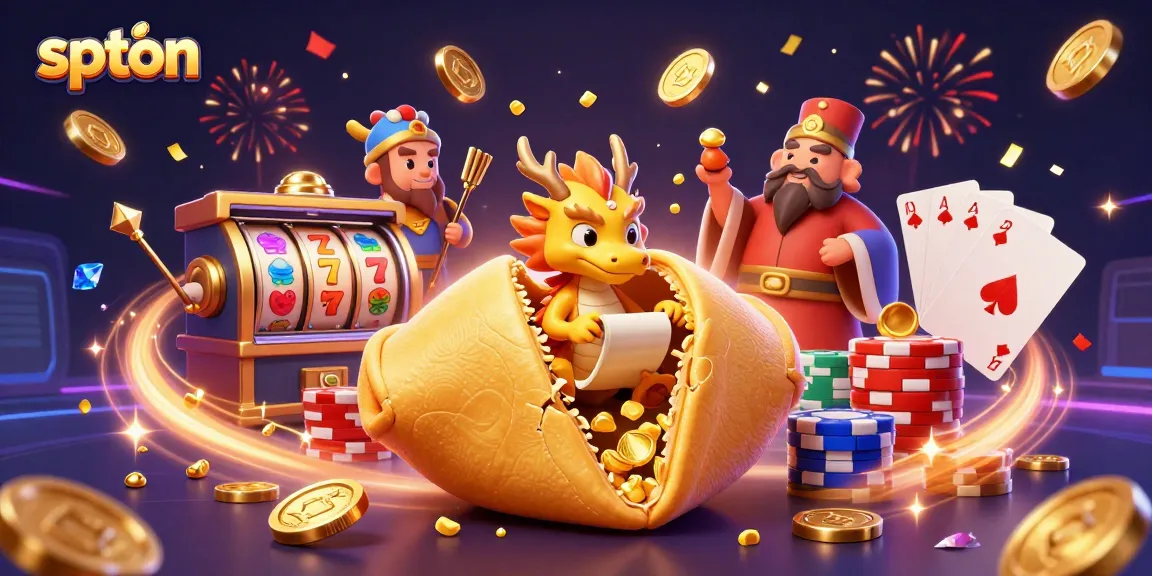 Menghadirkan pengalaman beruntung spton dengan simbol slot dan karakter kasino yang meriah.